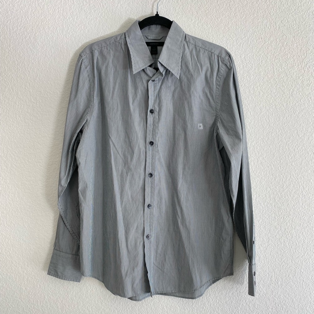 NWT! Express Modern Fit Grey Stripes Long Sleeve Button Down Shirt Preppy Small